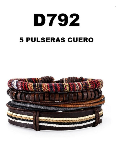 4 Pulseras Brazalete De Cuero Multicapa Individuales D792