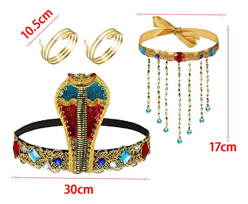 4 X 4x Accesorios De Disfraz Egipcio Para Mujer, Tocado Con