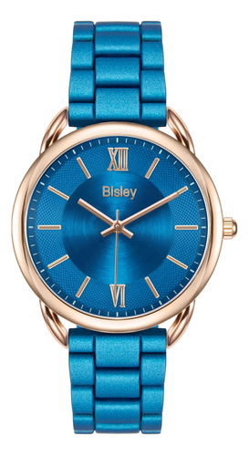 Bisley Reloj De Pulsera De Metal Para Mujer, Azul, Casual