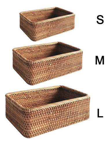 Cesta De Almacenamiento Rectangular De Ratán Para Hogar
