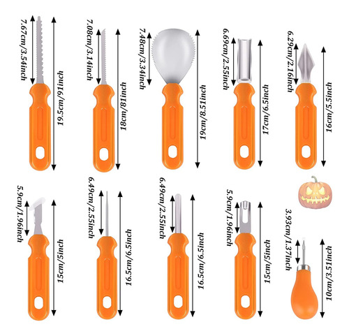 Juego De Tallado De Calabaza De Halloween,10 Piezas En