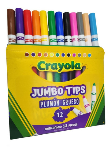 12 Plumones Crayola Marcadores Gruesos Lavables Jumbo Tips