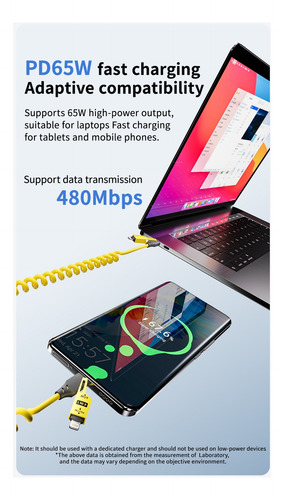 Basemo Car 4 In 1 Data Cable Type-c + Ios Charging Cable