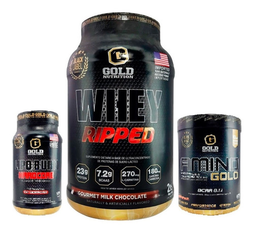 Combo Gold Nutrition Whey Ripped + Lipo Burn + Amino Gold