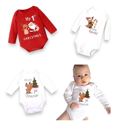 Ropa Primera Navidad Bebé Pants Con Capucha First Christmas