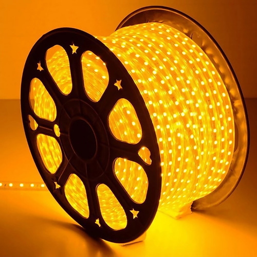 Imagen 2 de 9 de 1metro Tira Led Ambar 5050 - 220v P/exterior Ip68 60led