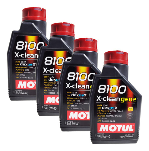 Kit 4 L Oleo Carro Motul 5w40 8100 X Clean Gen 2 Porsche