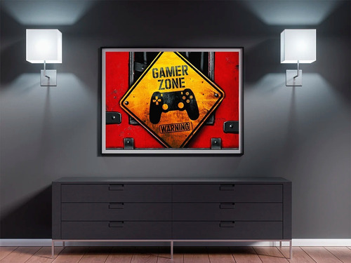 Poster Gamer Zone Con Marco Decorativo Negro 66cm X 96cm