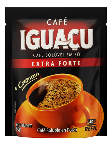 Café Solúvel em Pó Extraforte Iguaçu Sachê 50g Refil