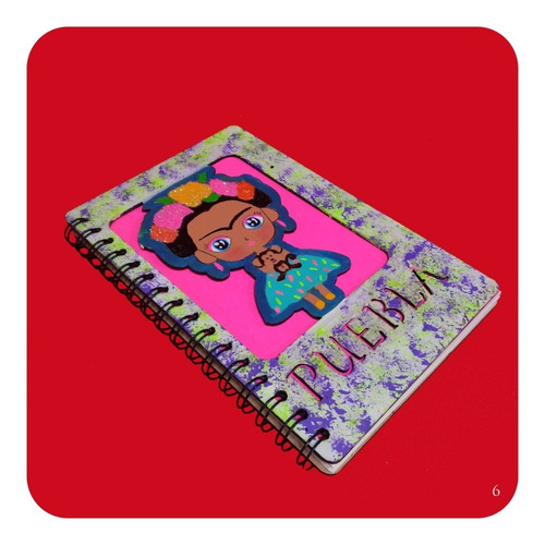 Imagen 1 de 3 de Libreta Frida Kahlo Grande C/ Pasta De Madera 21x14cm M6 Lbt