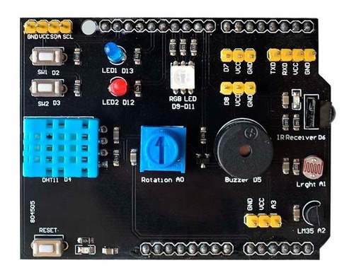 Shield Multifuncional Con 9 Sensores Compatible Con Arduino