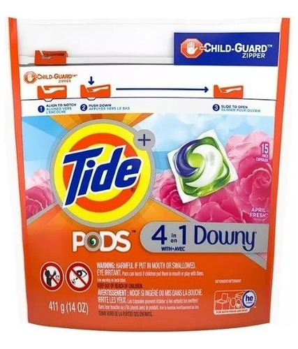 Tide Pods Con Downy 4 En 1 + Sport Odor Defense - 180 Caps. 