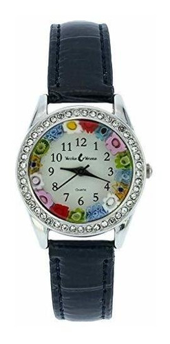 Reloj De Cristal De Murano Millefiori Y Cristales Con Correa