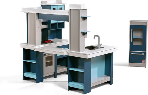 Juego De Cocina De Madera; Azul