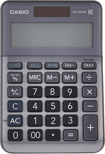 Calculadora De Escritorio Casio Ms-120fm-w Gris Solar/pila