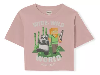 Playera Casual Manga Corta Minecraft C&a De Niña