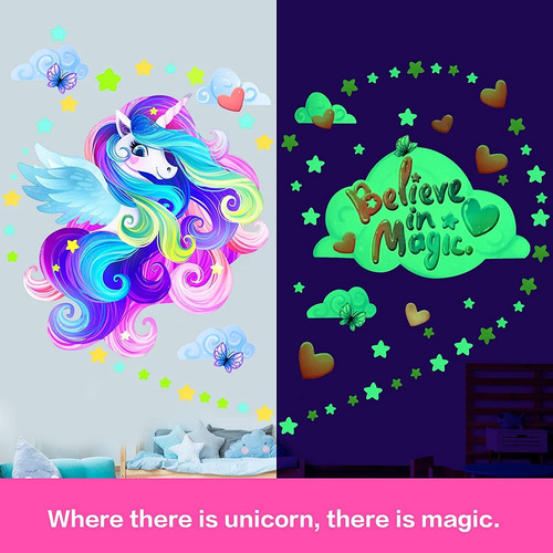 Unicornio Pegatinas De Pared Para Dormitorio De Niñas, Estre