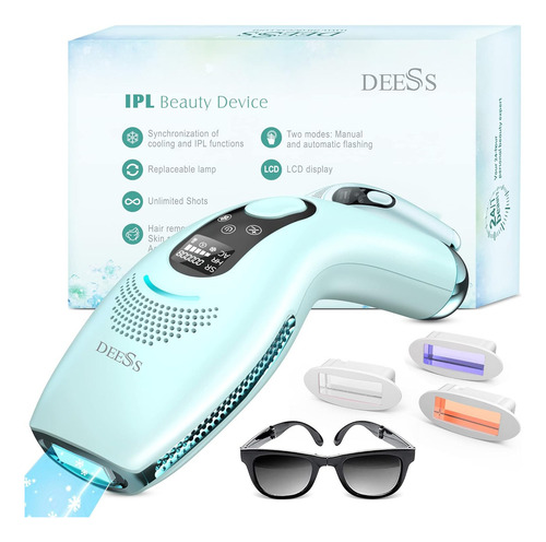 Depiladora permanente sem fio Deess GP590 IPL Ice Blue