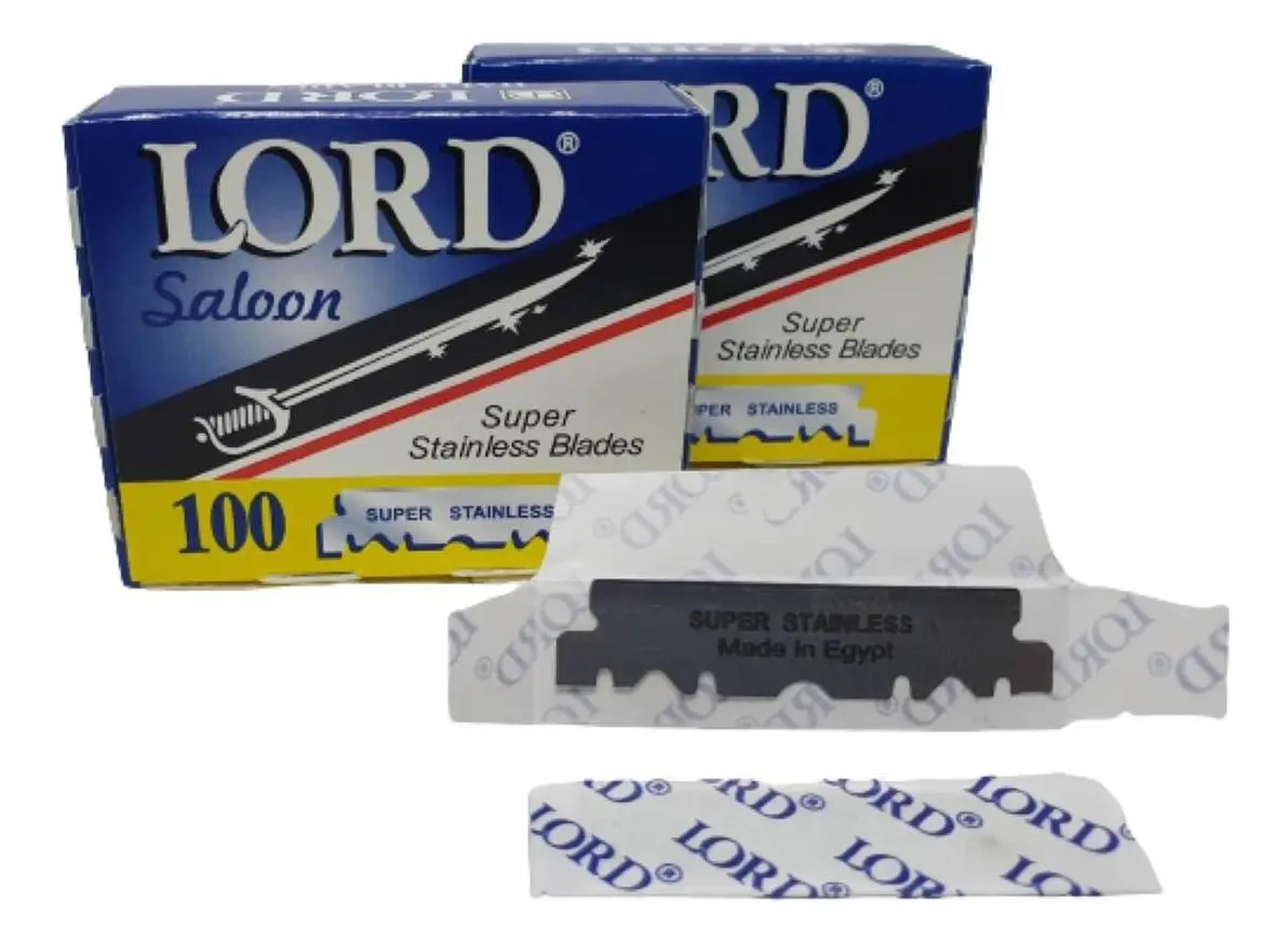 Kit 200 Laminas De Barbear Lord Saloon Meia-lâmina