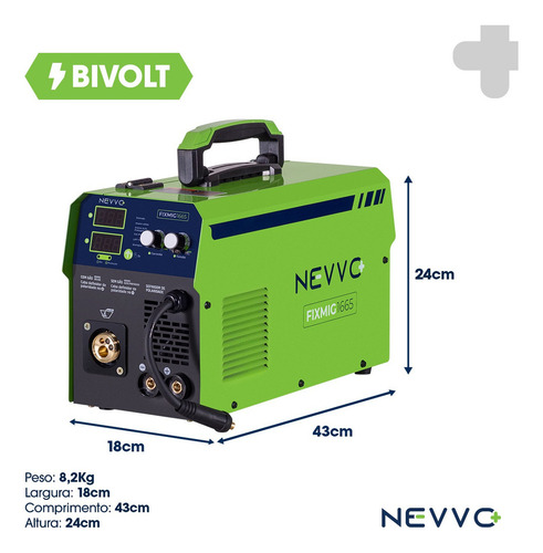 Máquina De Solda Inversora Fixmig1665 160a 127/220V Mig Com E Sem Gás Mma Tig Nevvo