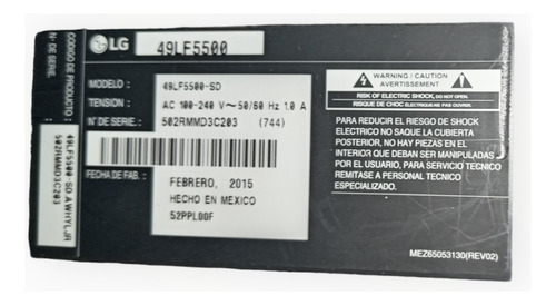 Fuente De Poder Eax66203101(1.6)LG 49lf5500 (Usado)