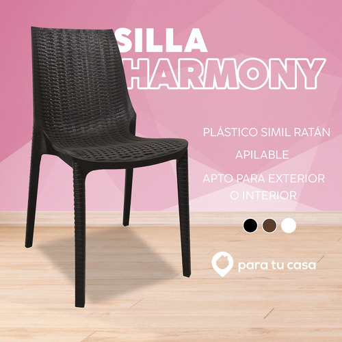 Silla X 6 Plástica Comedor Harmony Simil Ratan Quality