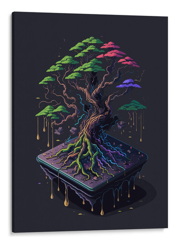 Canvas Lab Cuadro Bonsai Colorido 60x80, Infiniity Art