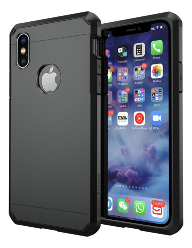 Funda Para iPhone X iPhone XS Negro Dual Layer