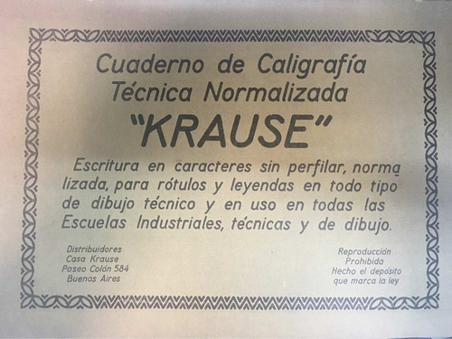 Cuaderno De Caligrafia Tecnica Krause - Tecniletra San Telmo