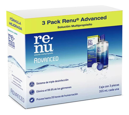 Solución Para Lentes De Contacto Renu Advanced 3 Pack 355ml 