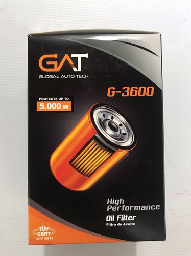 Filtro De Aceite Gat G-3600 Wix 51516 Ph3609 Fiesta / F150