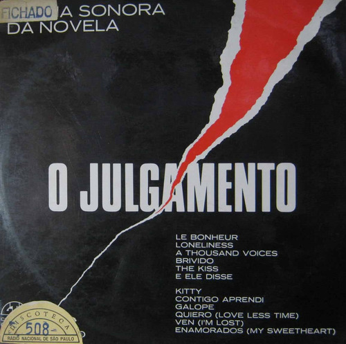 O Julgamento Lp Trilha Sonora Novela Tv Tupi 1977 Internac. 