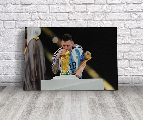 Cuadro Argentina Campeón Mundial Lionel Messi 60x40 Cm 13