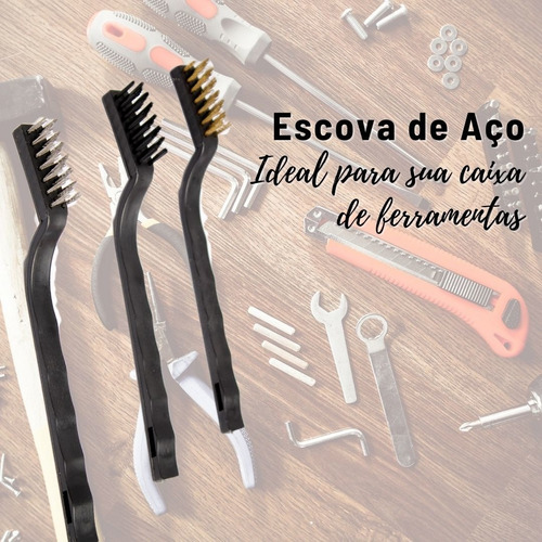 Imagem 4 de 7 de Jogo Escovas De Aço Manual Com 3 Pçs Limpeza Pesada 123util