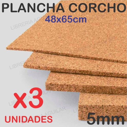 3 Plancha De Corcho 48x65cm 5mm Tabla Decoración Artesanias