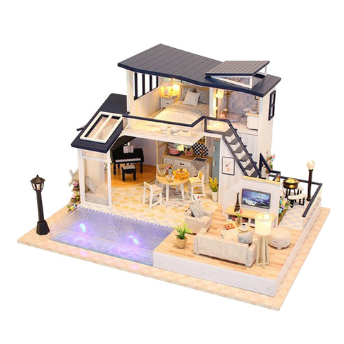 Imagen 3 de 6 de Casa De Muñecas Diy Kit De Madera En Miniatura Con Muebles