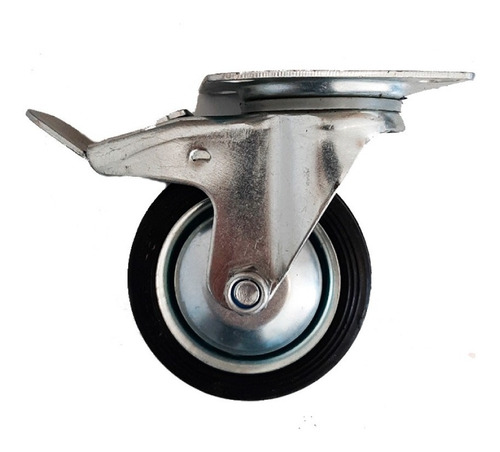 Imagen 1 de 1 de Rueda Carrito Giratoria Con Freno Goma Metal 80mm