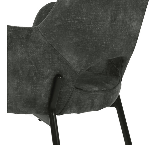 Set De 2 Sillas De Comedor 3038 Shcola Estructura de la silla Negro Asiento Gris oscuro Diseño de la tela Liso