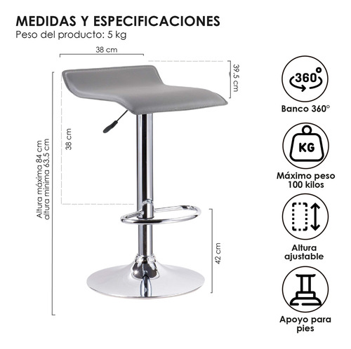 2pzs Bancos Altos Giratorios Para Barra Cocina Bar Cromado Gris
