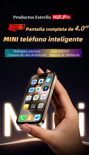 Miniteléfono Inteligente Aiek M16 Pro De 4 Pulgadas Con 2 Pegatinas De Bricolaje, Rojo, 3g, 2 Gb De Ram, 16 Gb De Rom, Android 10.0 Reconocimiento Fac