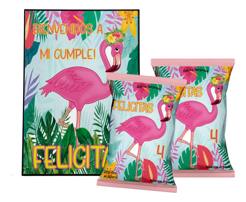 Combo Cotillon Infantil Personalizado Flamencos Flamingo #20