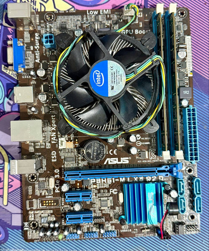 Motherboard Asus P8h61-m Lx3 R2.0, 8gb Ram, Cpu Core I5 3450 Azul (Usado)
