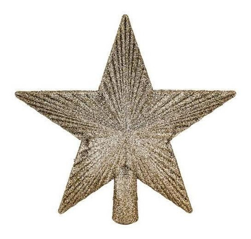 Estrela Ponteira Friso Glitter Champagne 15cm - Magizi
