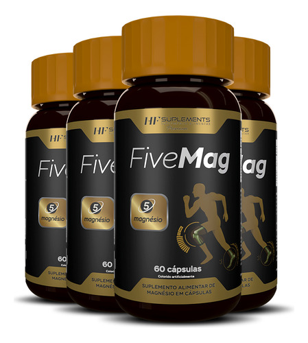4x Fivemag 5 Tipos De Magnesio 60 Caps Hf Suplements