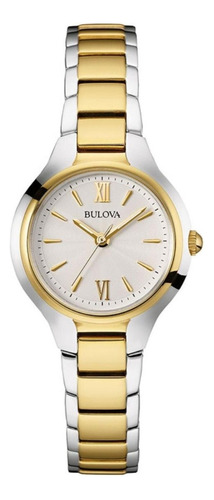 Reloj Para Mujer Bulova 98l217 Dress Color de la correa Gris Color del bisel Dorado Color del fondo Blanco