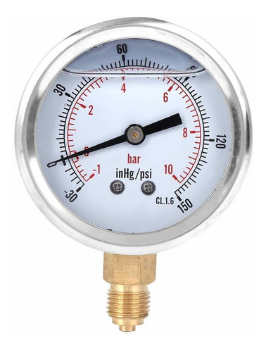 Vacuum Pressure Gauge,t Pggz-bar Bsp Radial Oil Filled