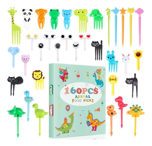 Pack X160 Tenedores Fruta Niños - Picks Loncheras Animalitos