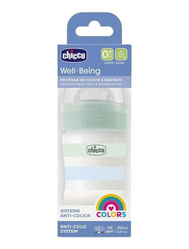 Biberon Wellbeing Flujo Lento Chicco Verde150ml 