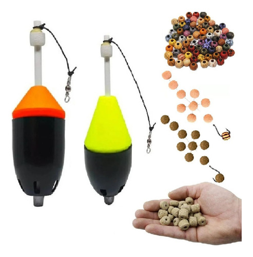 Kit Pesca Tambas 2 Boias Cevadeira +10 Miçangas 2 Manhosinho Cor Sortido