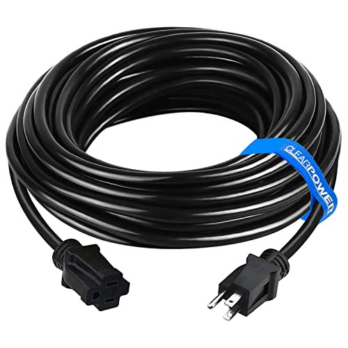 50 Ft Heavy Duty Outdoor Extension Cord 12/3 Sjtw, Blac...